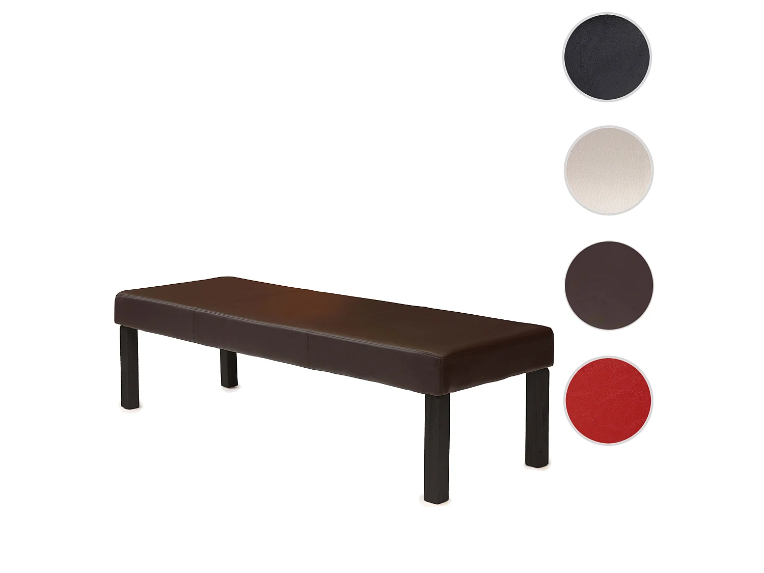 Banco M37 em imitação de pele,  120x43x49 cm castanho, pernas escuras