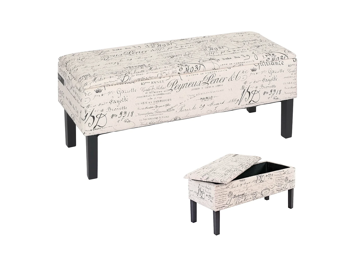 Banc Renens écriture crème,  motif écriture