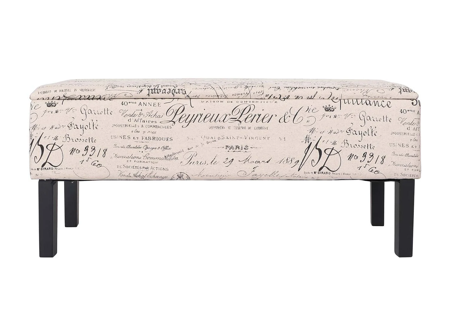 Renens bench with cream lettering,  cream lettering