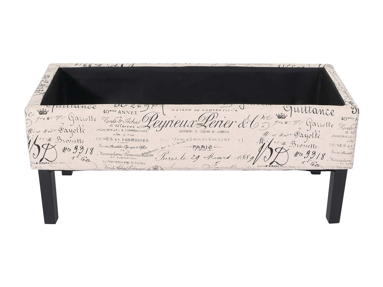Renens bench with cream lettering,  cream lettering