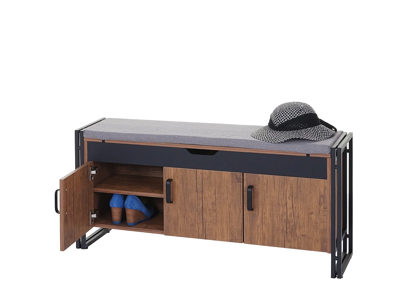 Banc MCW-A27, Banquette MCW-A27, 53x110x30cm, aspect chêne