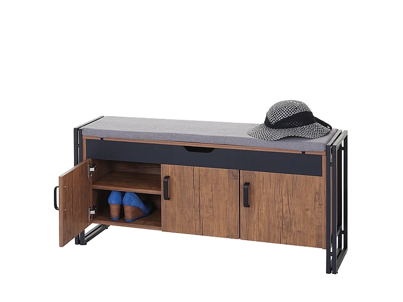 Banc MCW-A27, Banquette MCW-A27, 53x110x30cm, aspect chêne