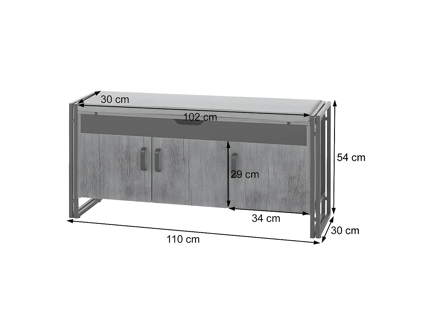 Banco corrido MCW-A27,  castanho escuro