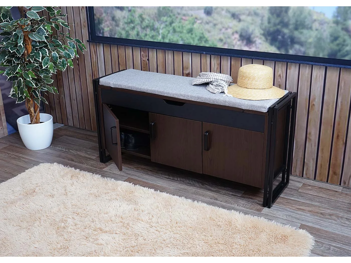 Banc MCW-A27,  brun foncé