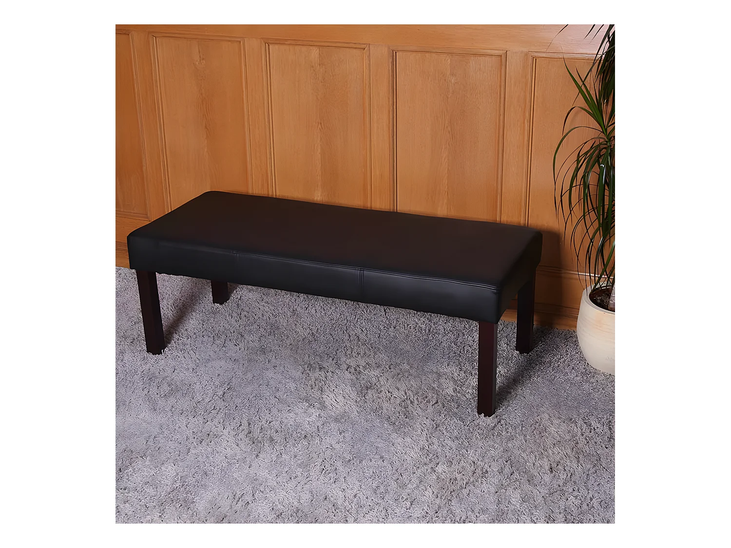 Bank M37 kunstleer,  120x43x49 cm zwart, donkere poten