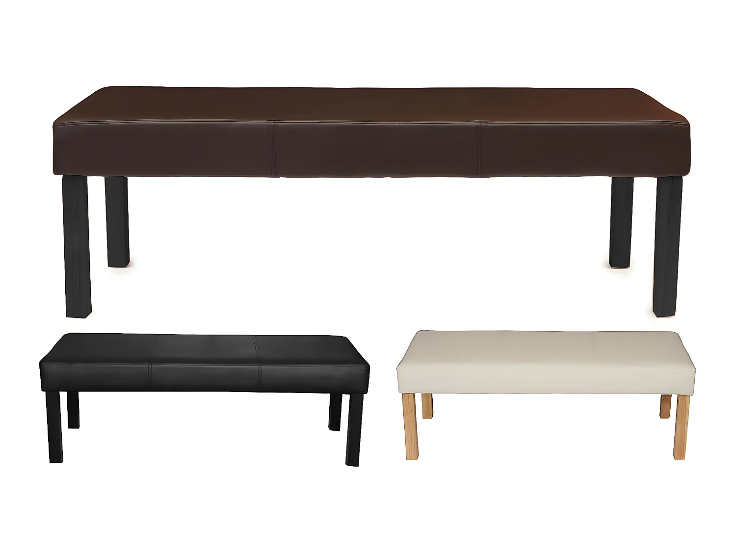 Bank M37 kunstleer,  120x43x49 cm zwart, donkere poten