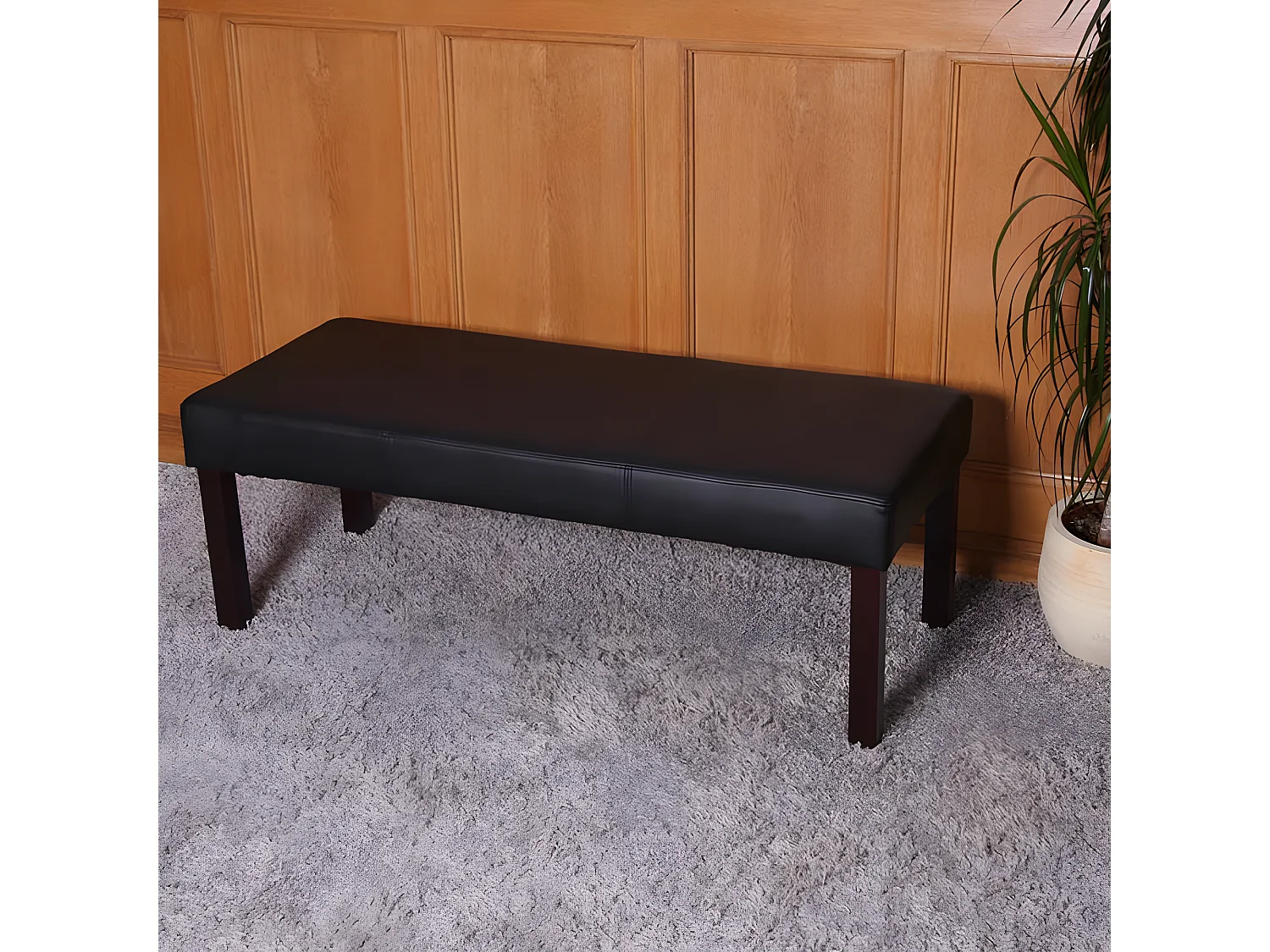 Bank M37 kunstleer,  120x43x49 cm zwart, donkere poten