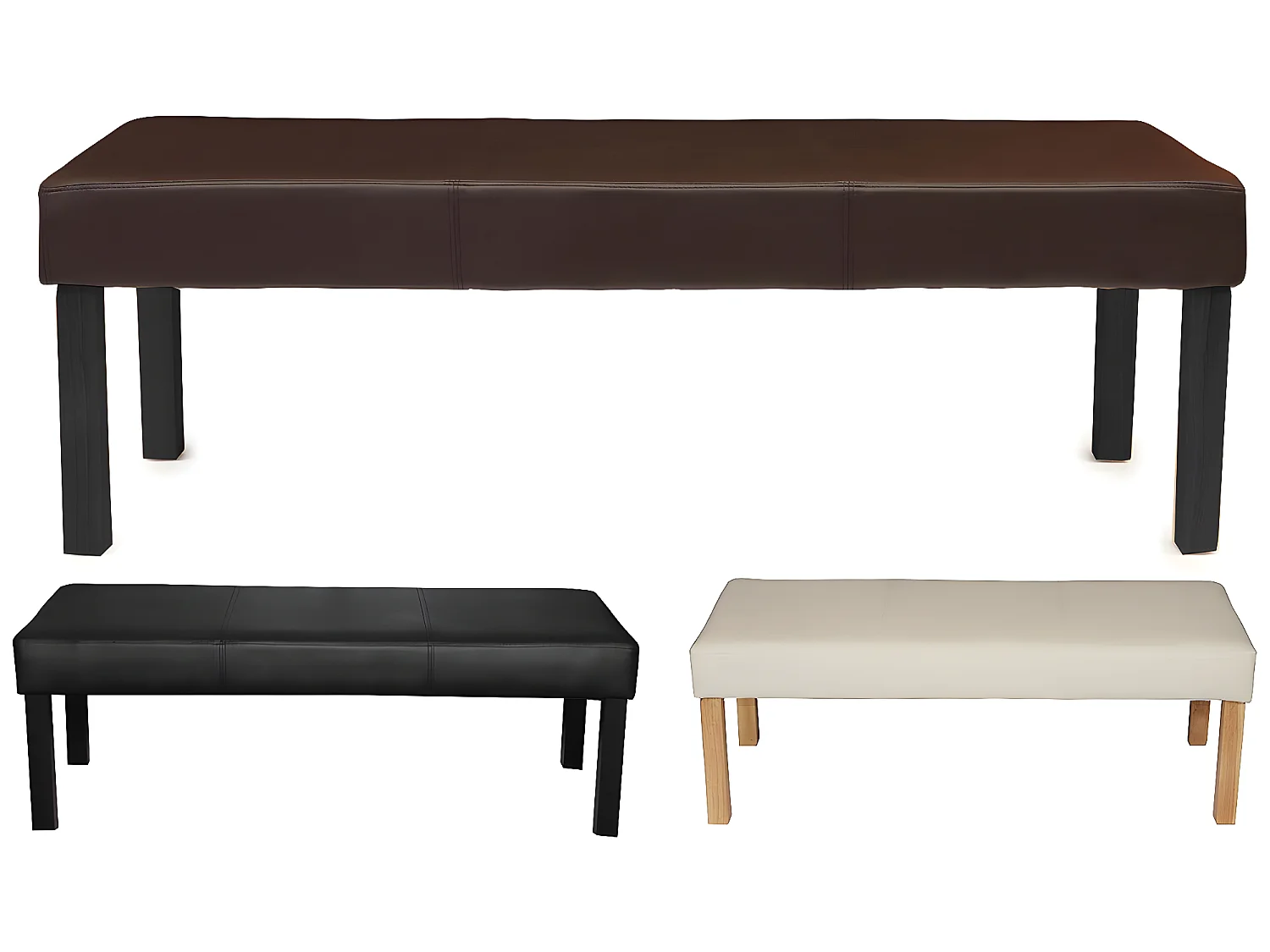 Bank M37 kunstleer,  120x43x49 cm zwart, donkere poten