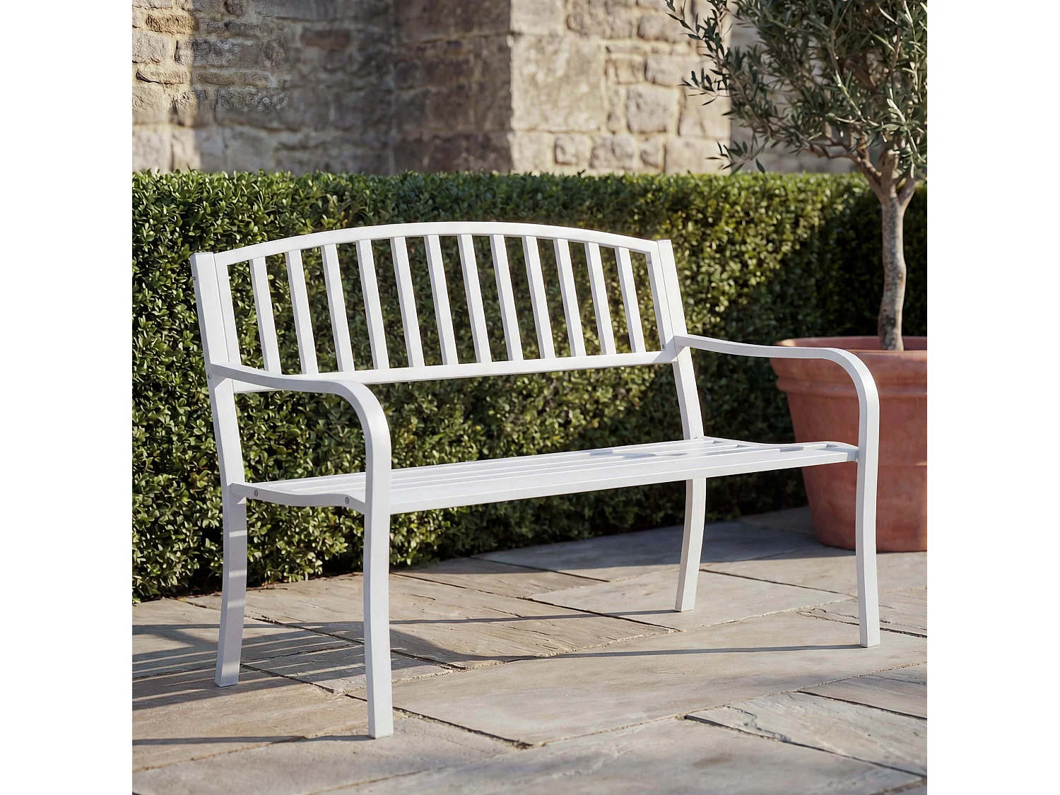 Ławka ogrodowa MCW-F43,  biała