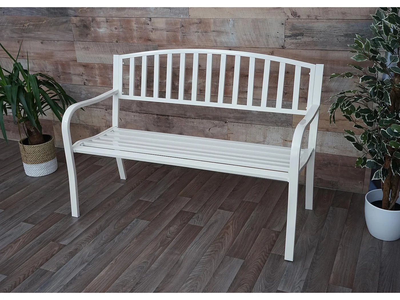 Ławka ogrodowa MCW-F43,  biała