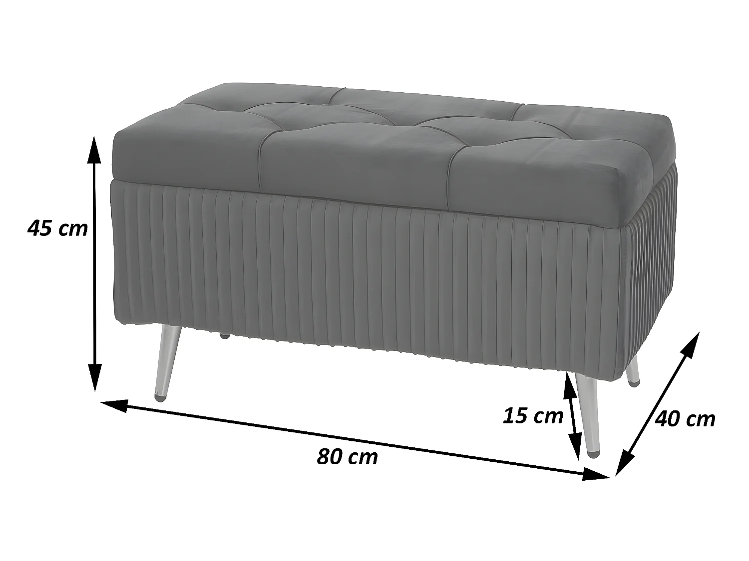 Banc avec espace de rangement MCW-K50,  noir