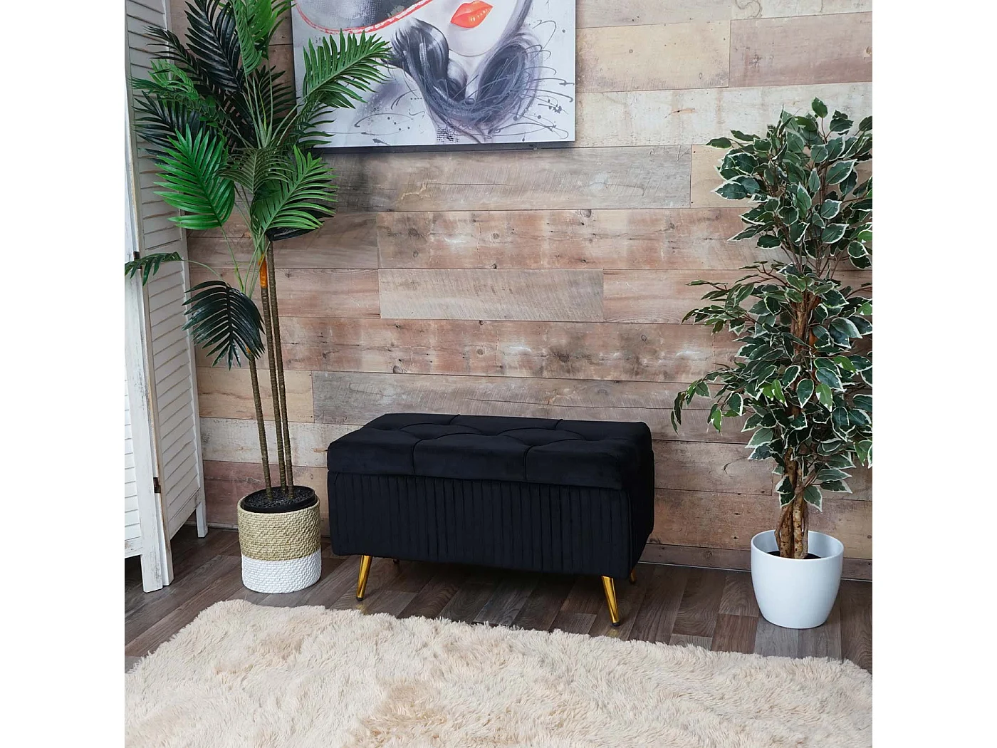 Banc avec espace de rangement MCW-K50,  noir