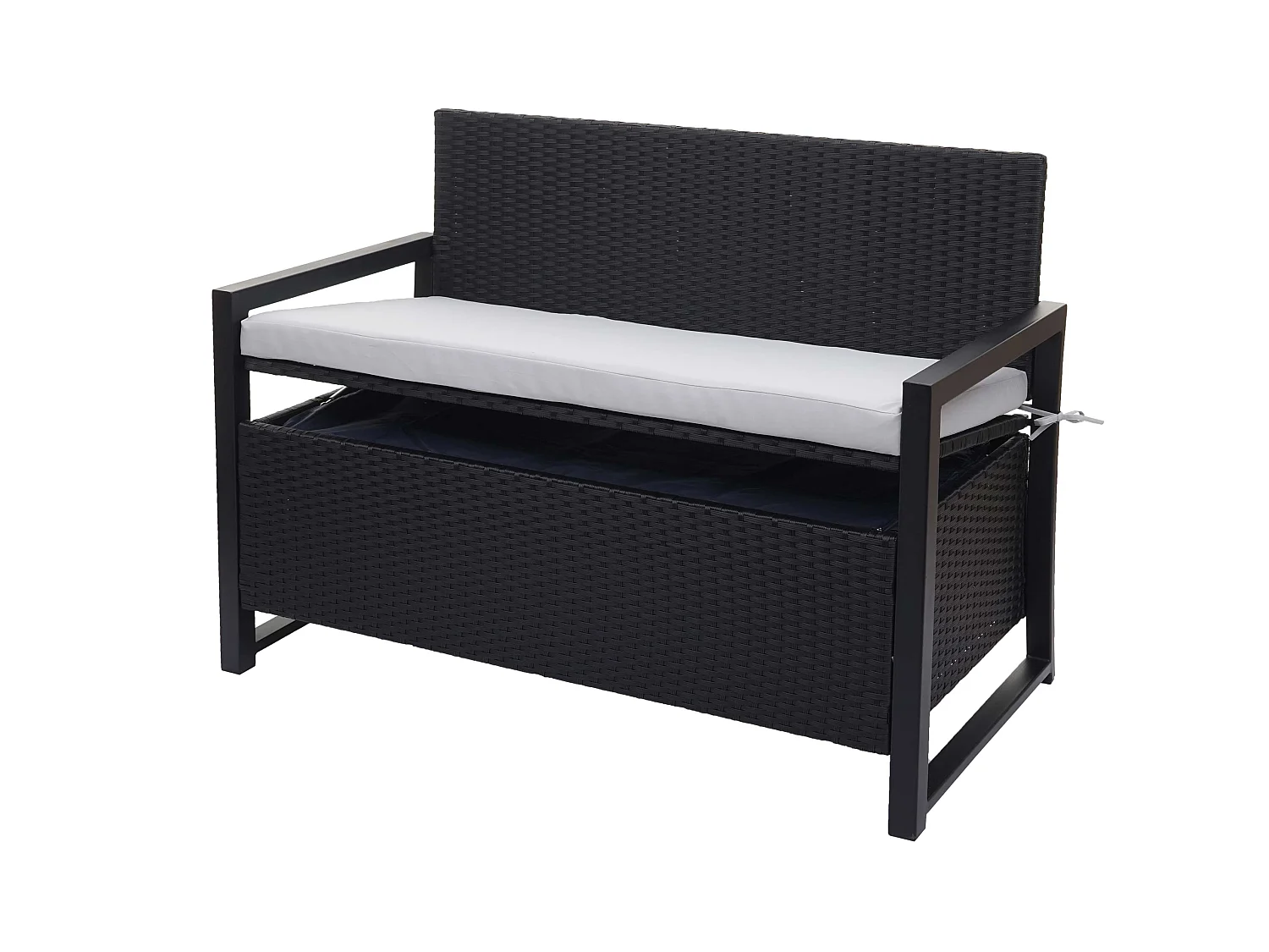 Ławka 2-osobowa z polirattanu MCW-F39,  antracyt, szare poduszki