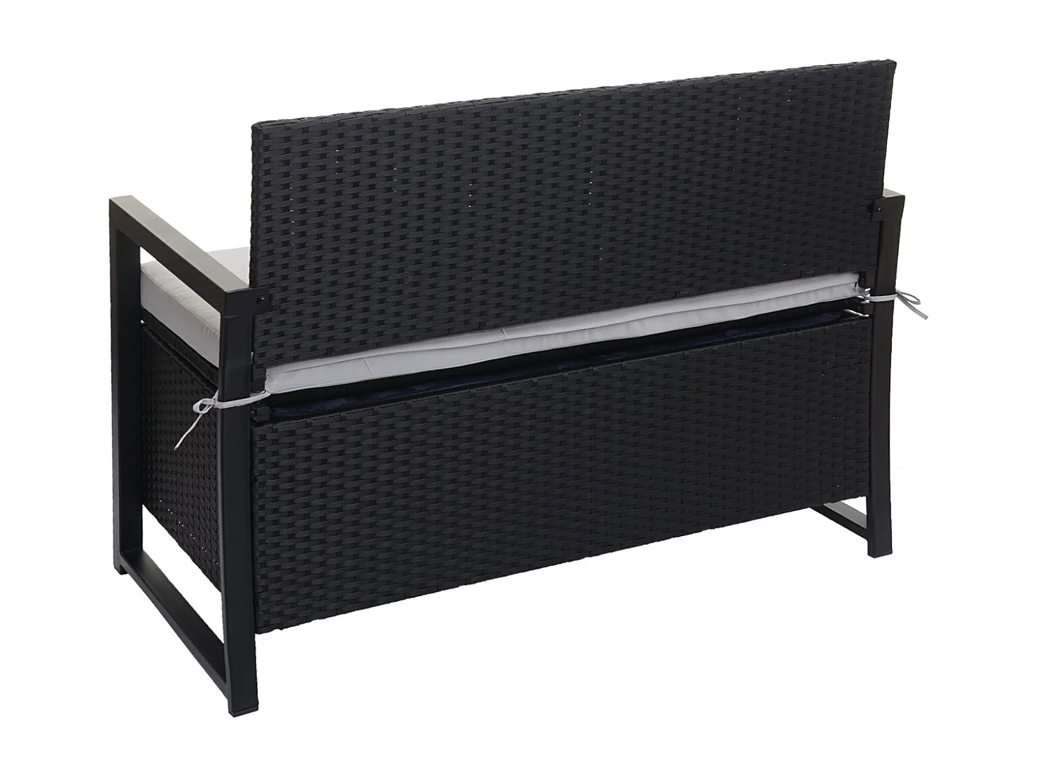 Ławka 2-osobowa z polirattanu MCW-F39,  antracyt, szare poduszki