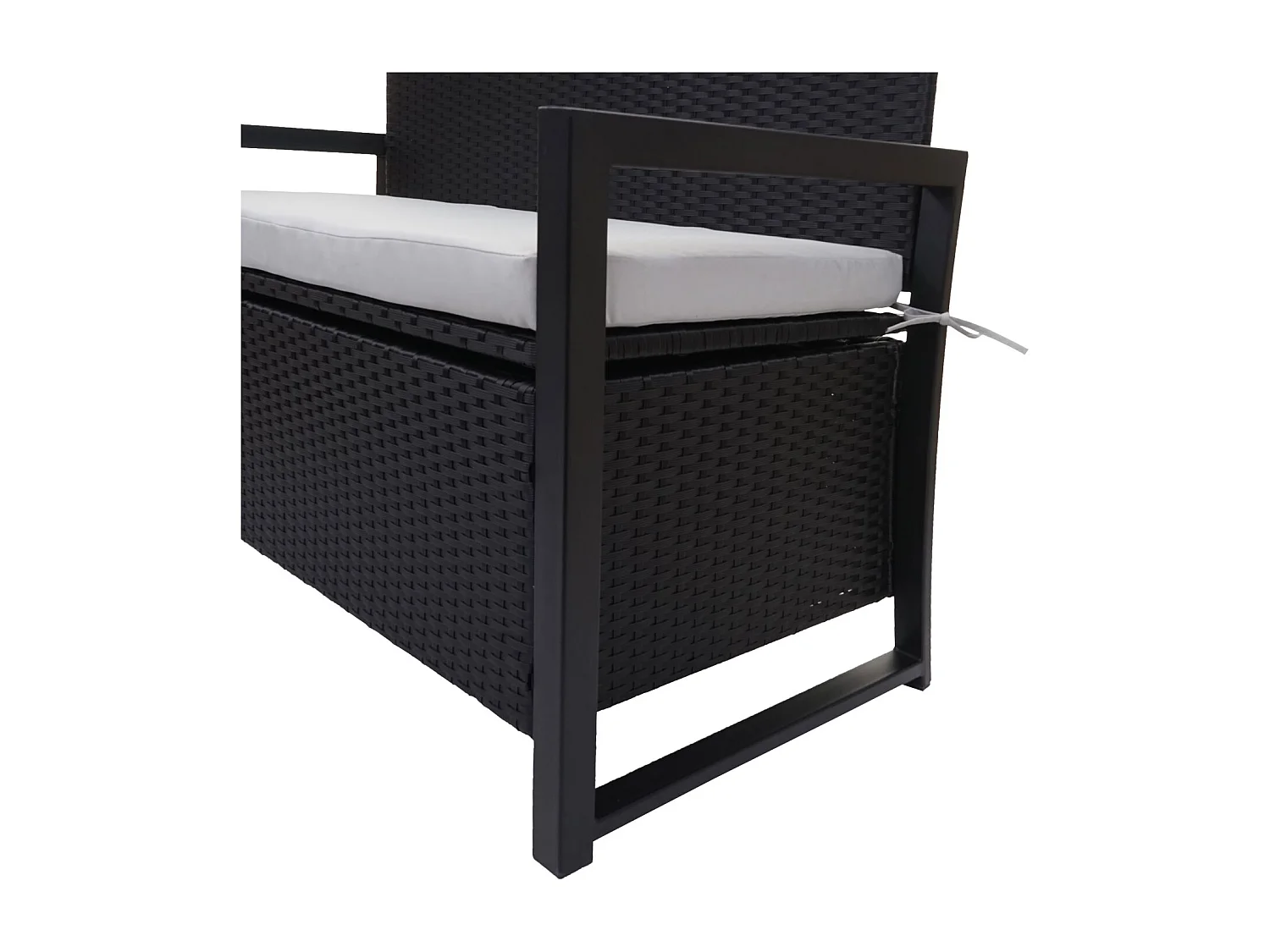 Ławka 2-osobowa z polirattanu MCW-F39,  antracyt, szare poduszki