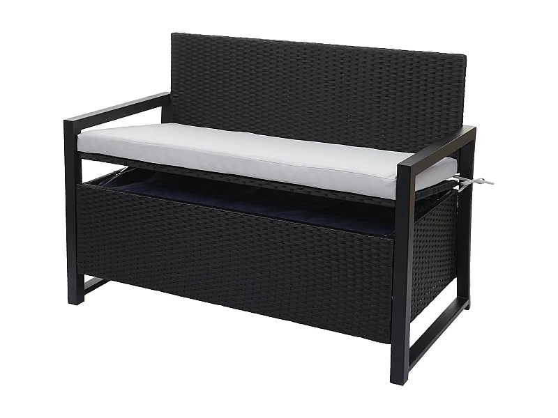 Poly-Rattan Banc 2 places MCW-F39,  anthracite, coussins gris