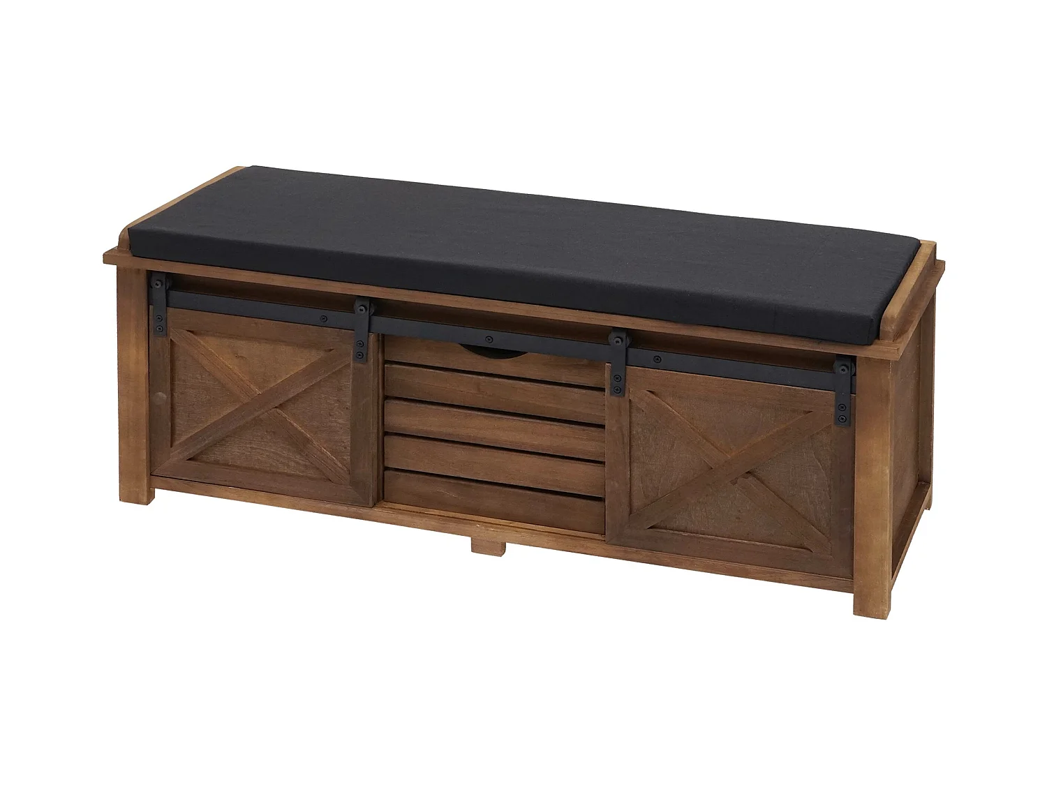 Banc avec compartiments de rangement MCW-H53, marron