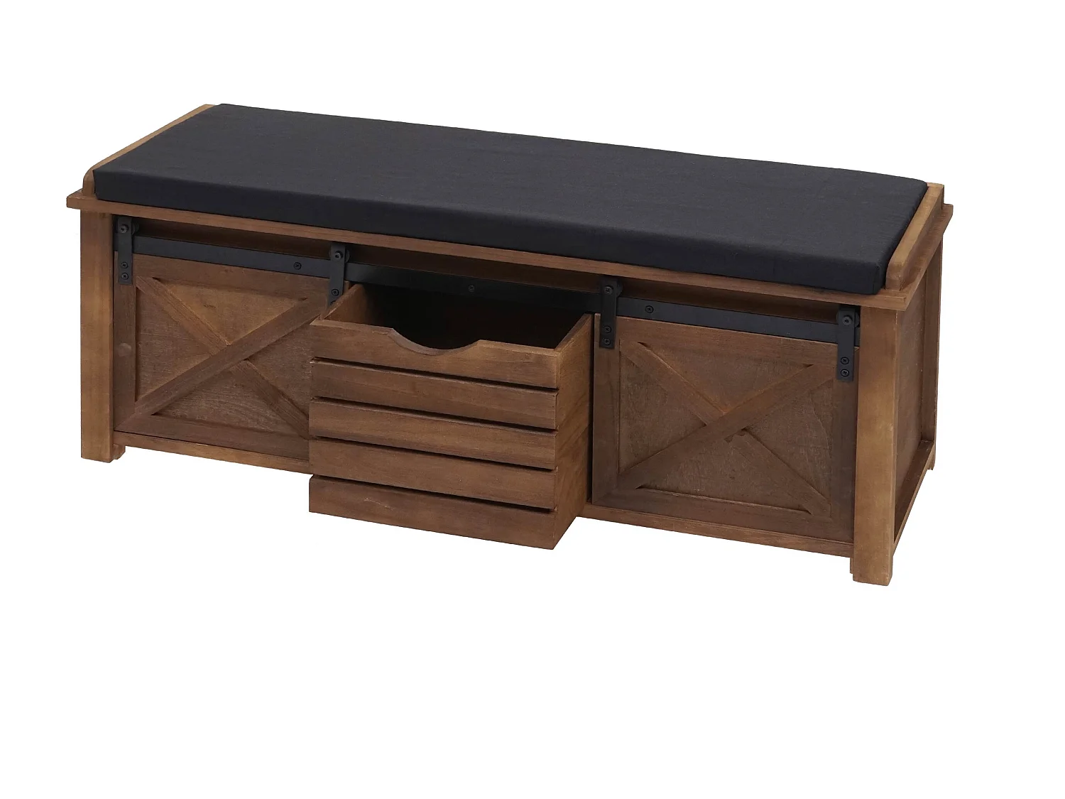 Banc avec compartiments de rangement MCW-H53, marron