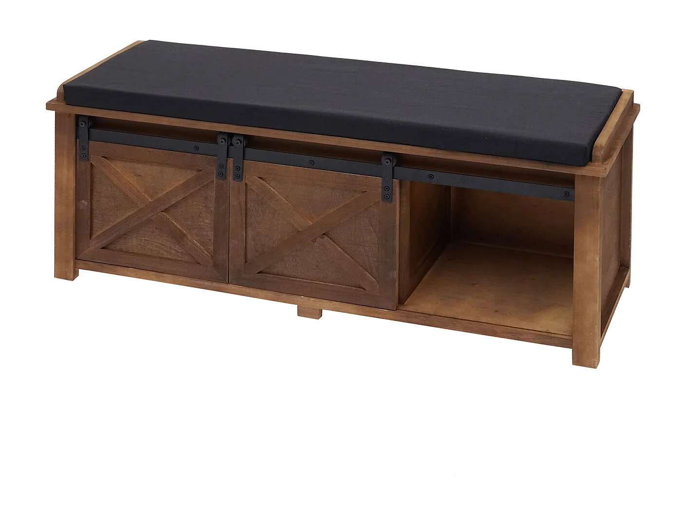 Banc avec compartiments de rangement MCW-H53, marron