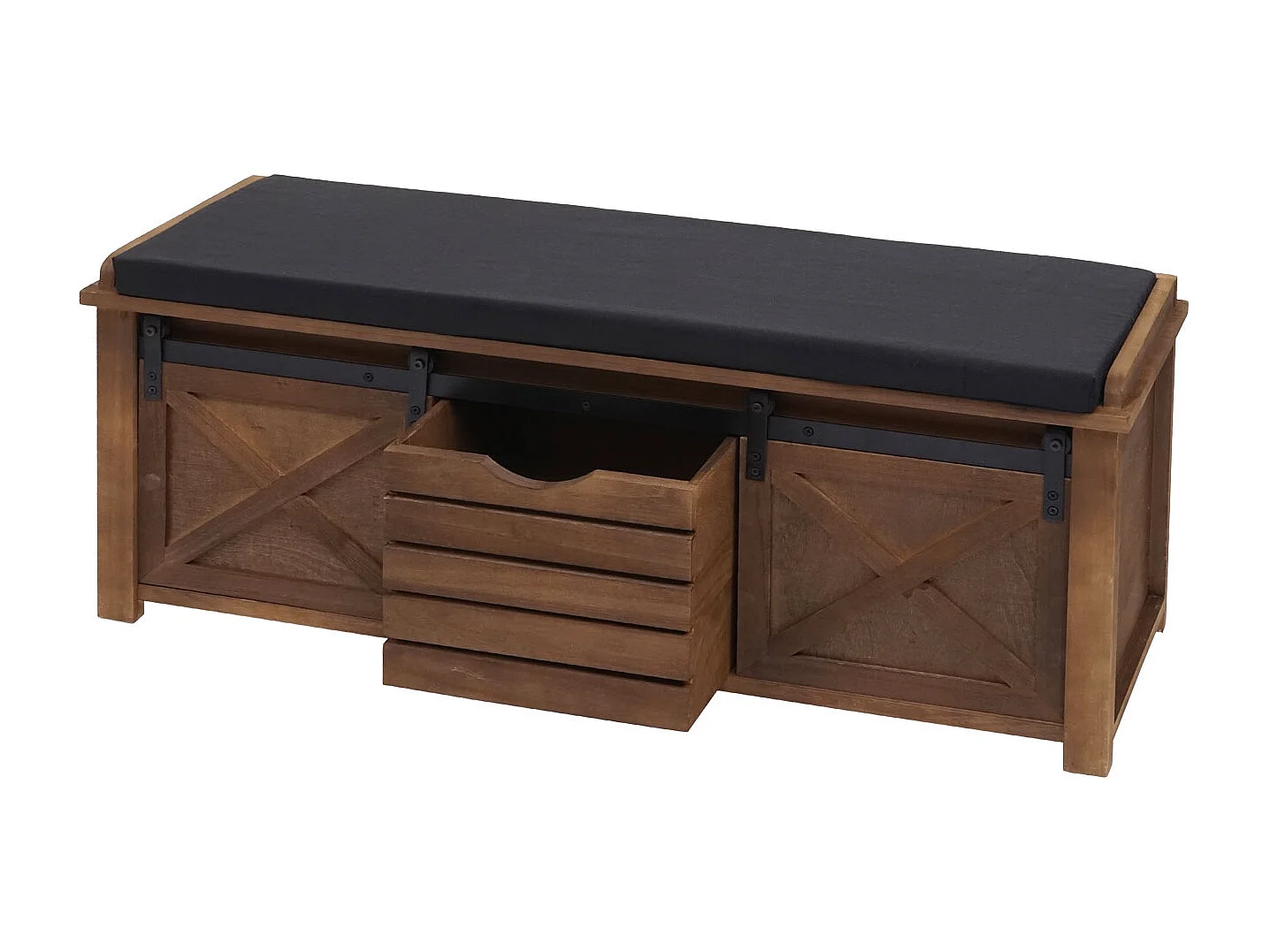 Banc avec compartiments de rangement MCW-H53, marron