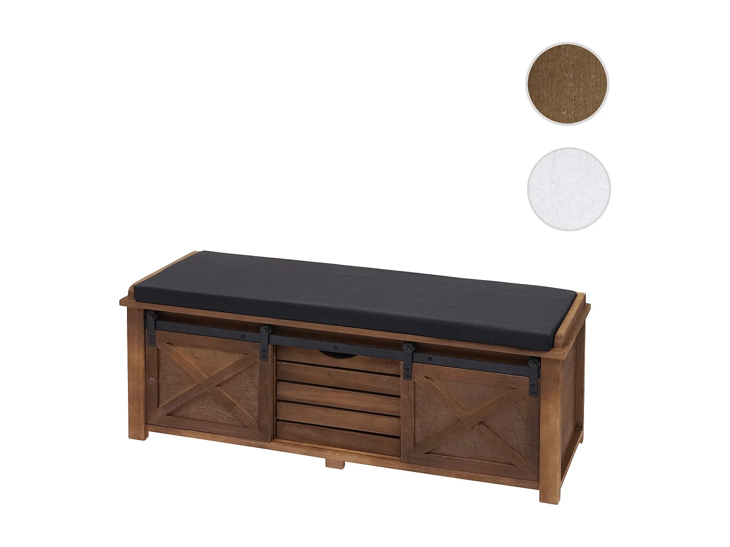 Banc avec compartiments de rangement MCW-H53, marron