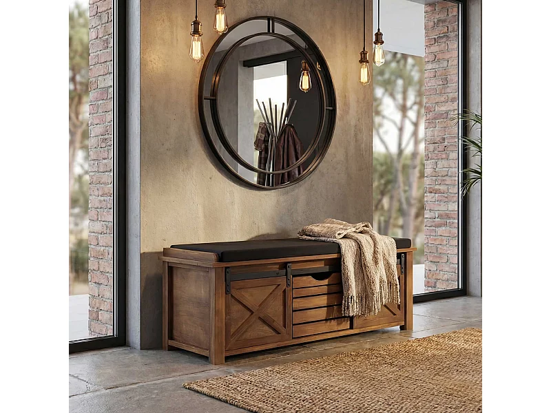 Sitzbank mit Staufächern MCW-H53, Braun