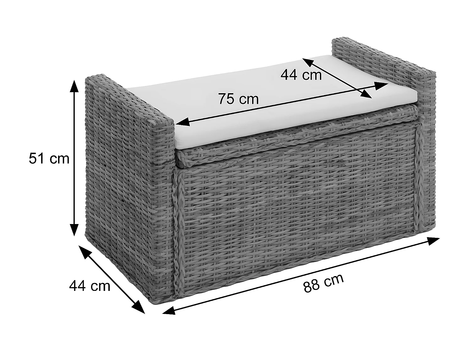 Banc Genua Rattan Compartiment de rangement,  couleur miel