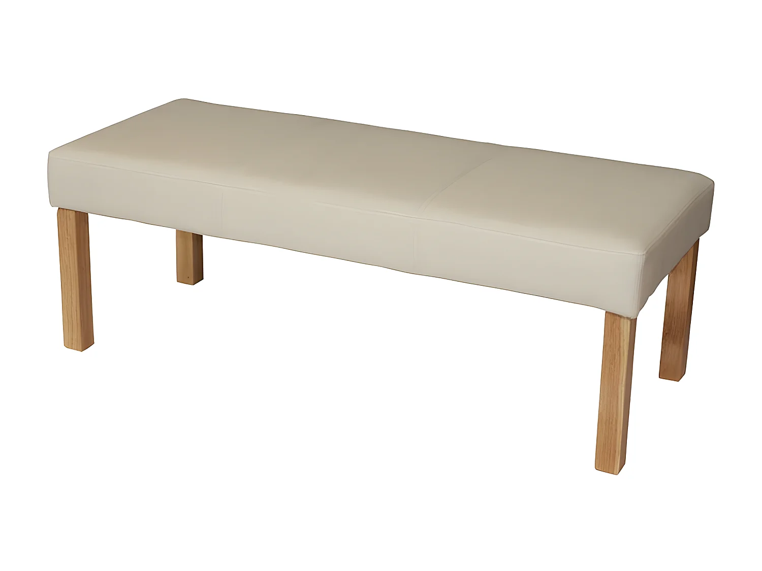 Bank M37 kunstleer,  120x43x49 cm crème, lichtgekleurde poten