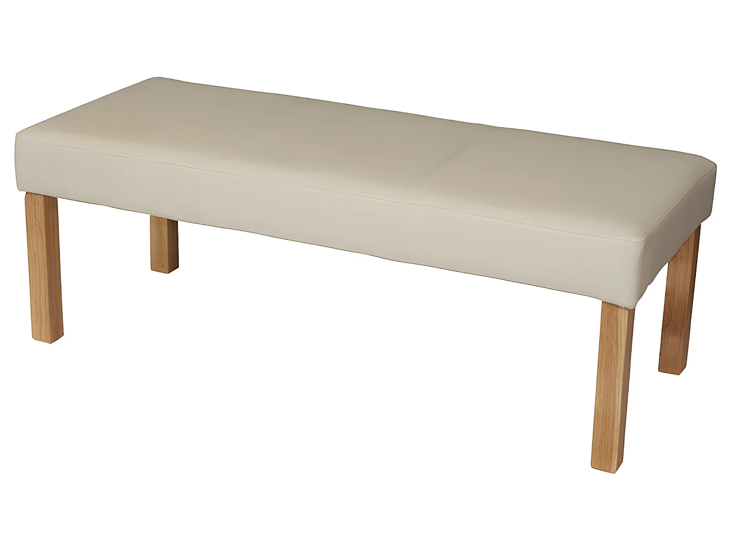 Banc M37 en similicuir,  crème/pieds clairs, 120x49x43cm