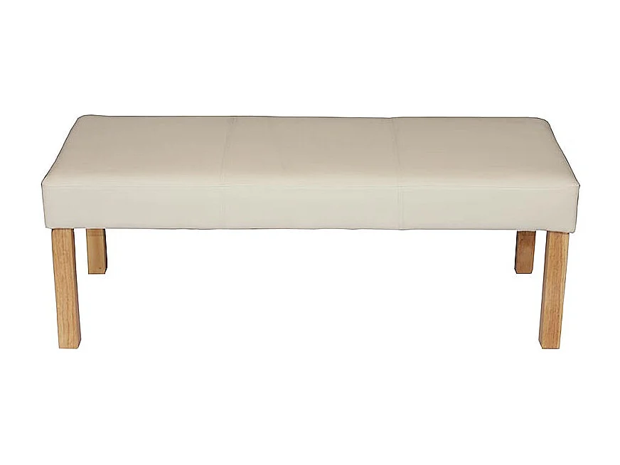 Bank M37 kunstleer,  120x43x49 cm crème, lichtgekleurde poten