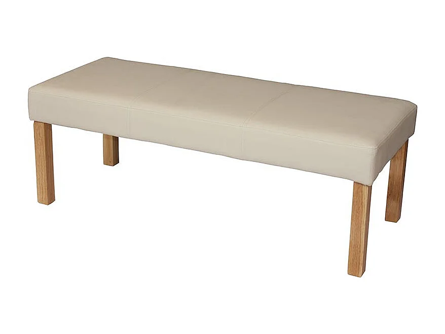 Bank M37 kunstleer,  120x43x49 cm crème, lichtgekleurde poten