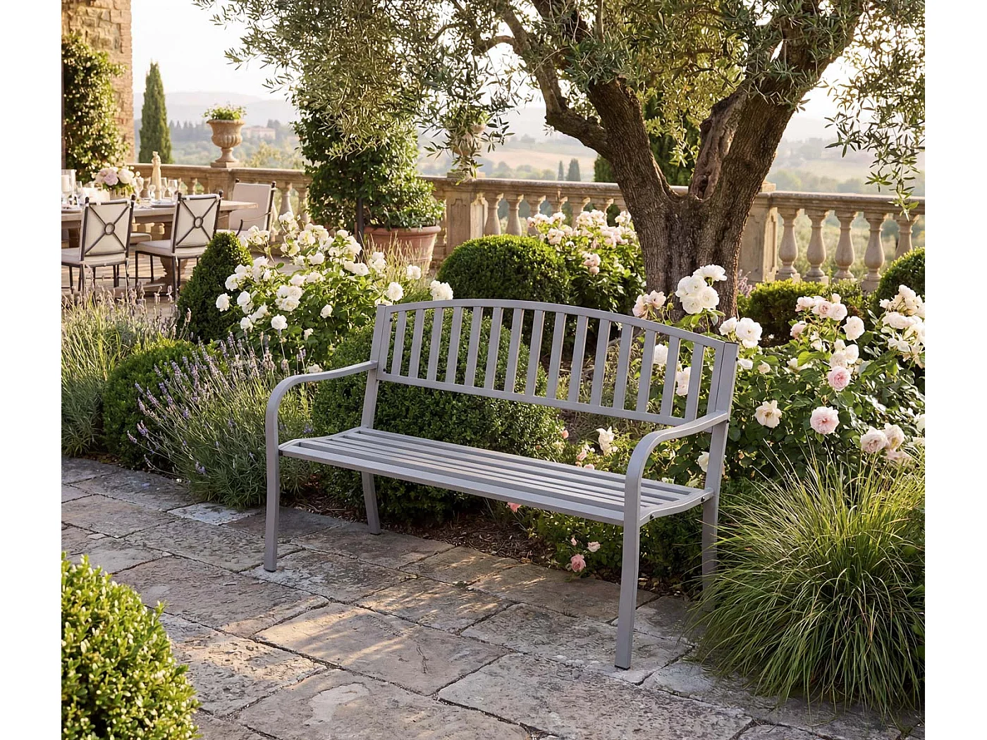 Ławka ogrodowa MCW-F43,  szara