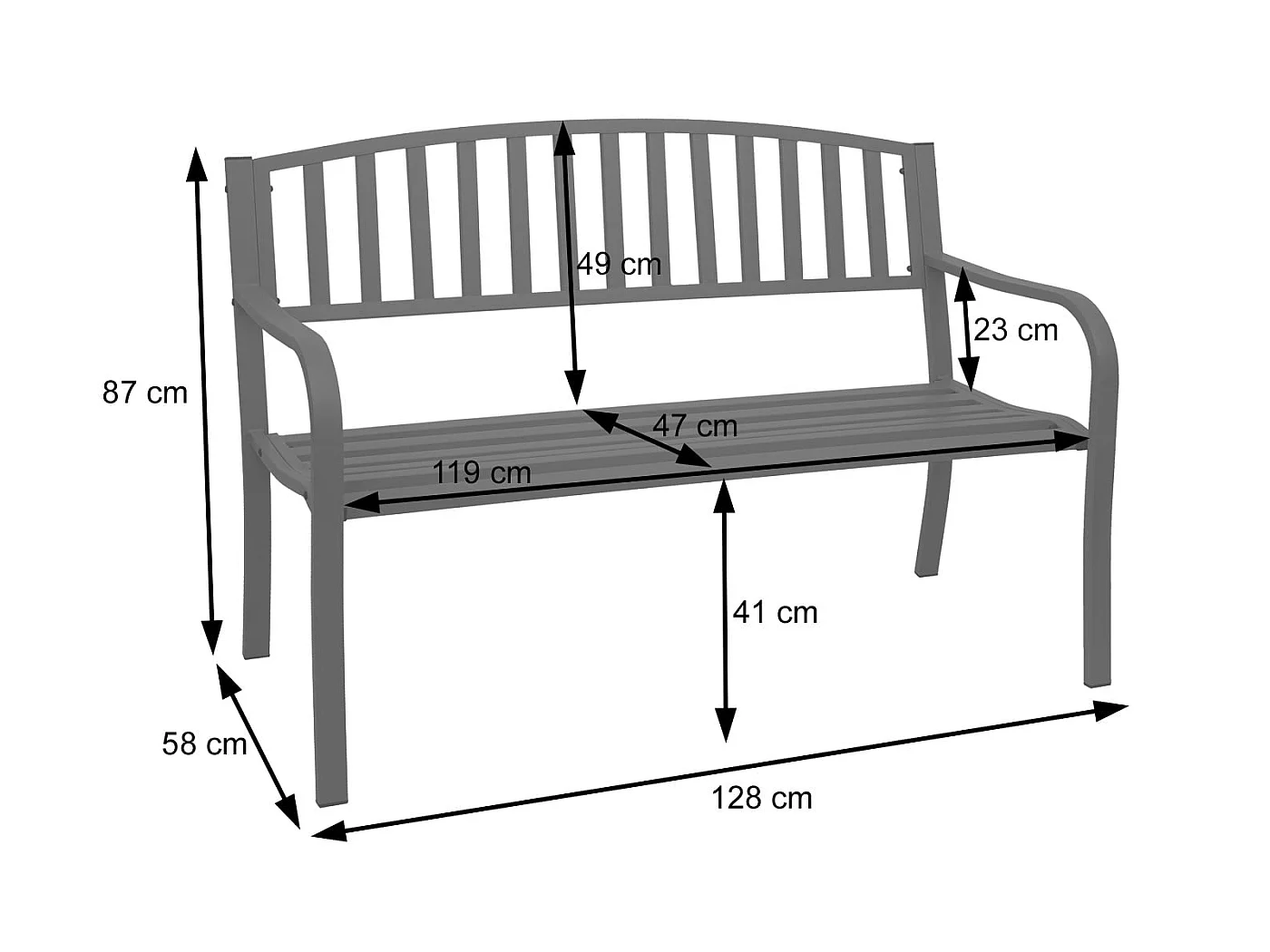 Ławka ogrodowa MCW-F43,  szara