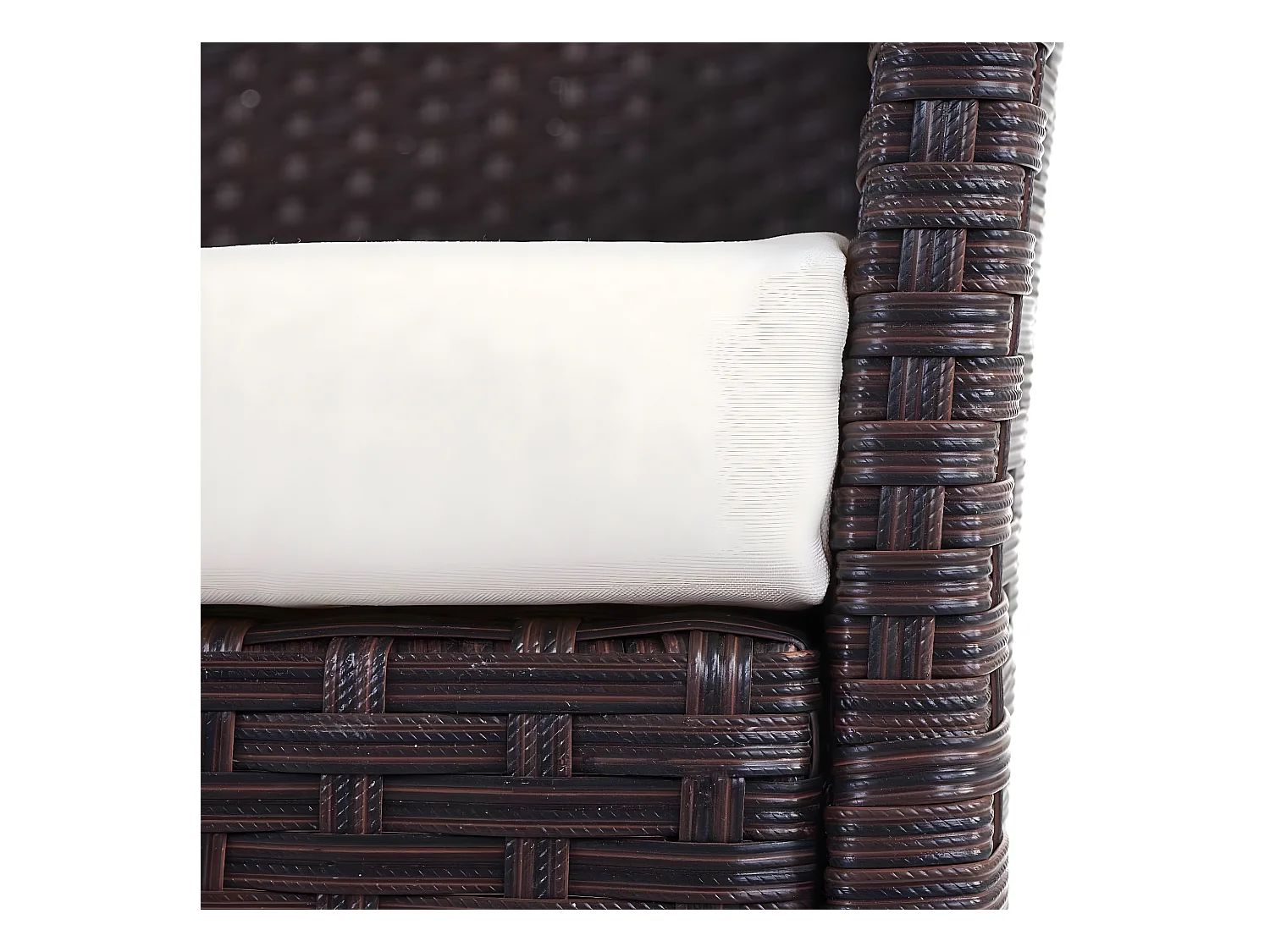 Divano sofa esterno giardino 2 posti Halden 106cm polyrattan marrone con cuscino avorio