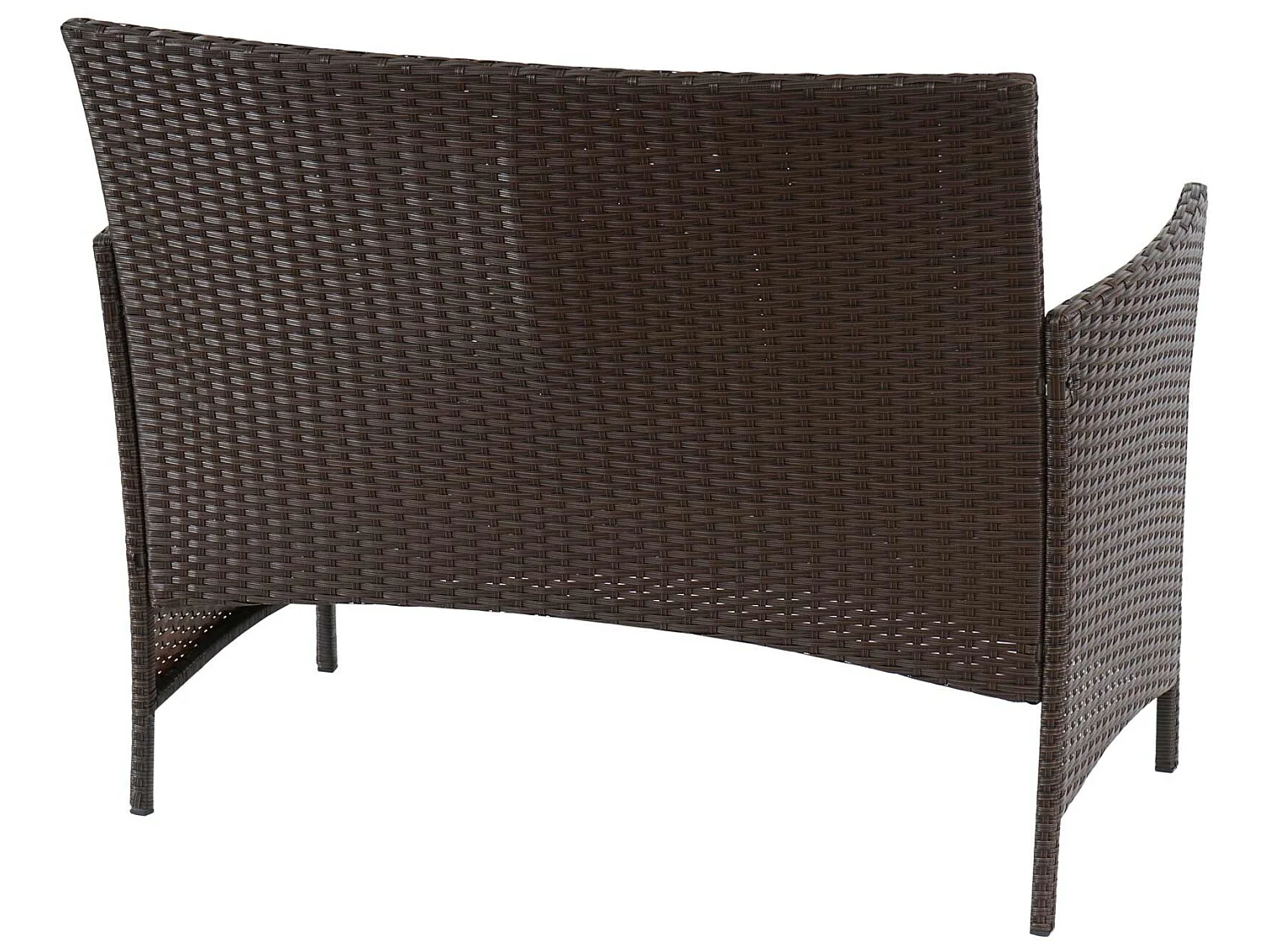 Banc de jardin en poly rotin Hamar,  marron chiné, coussin crème