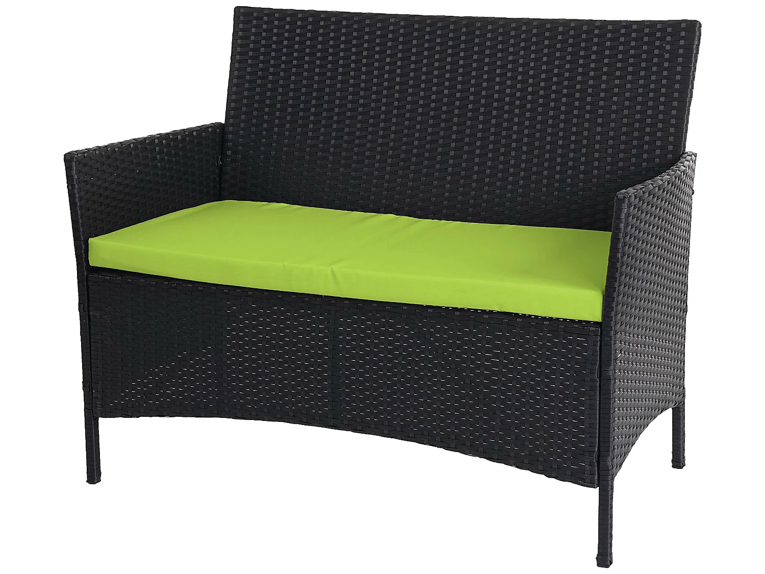 Banc de jardin en poly rotin Hamar,  anthracite, coussin vert