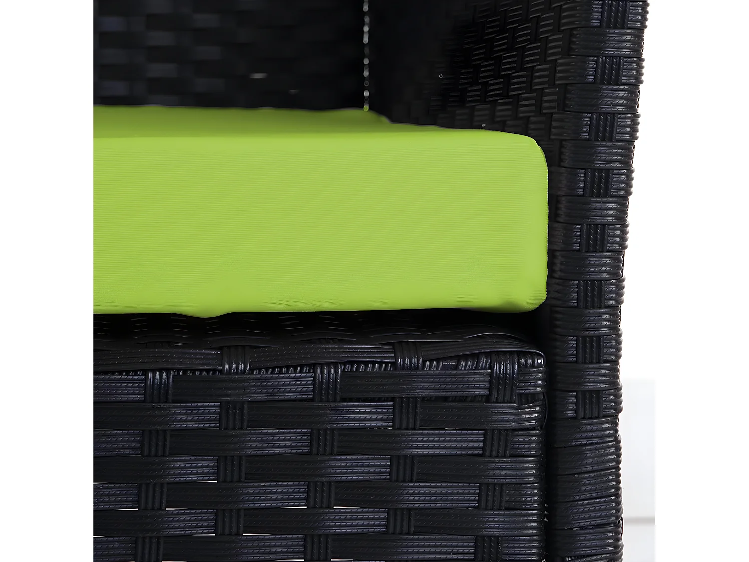 Banc de jardin en poly rotin Hamar,  anthracite, coussin vert