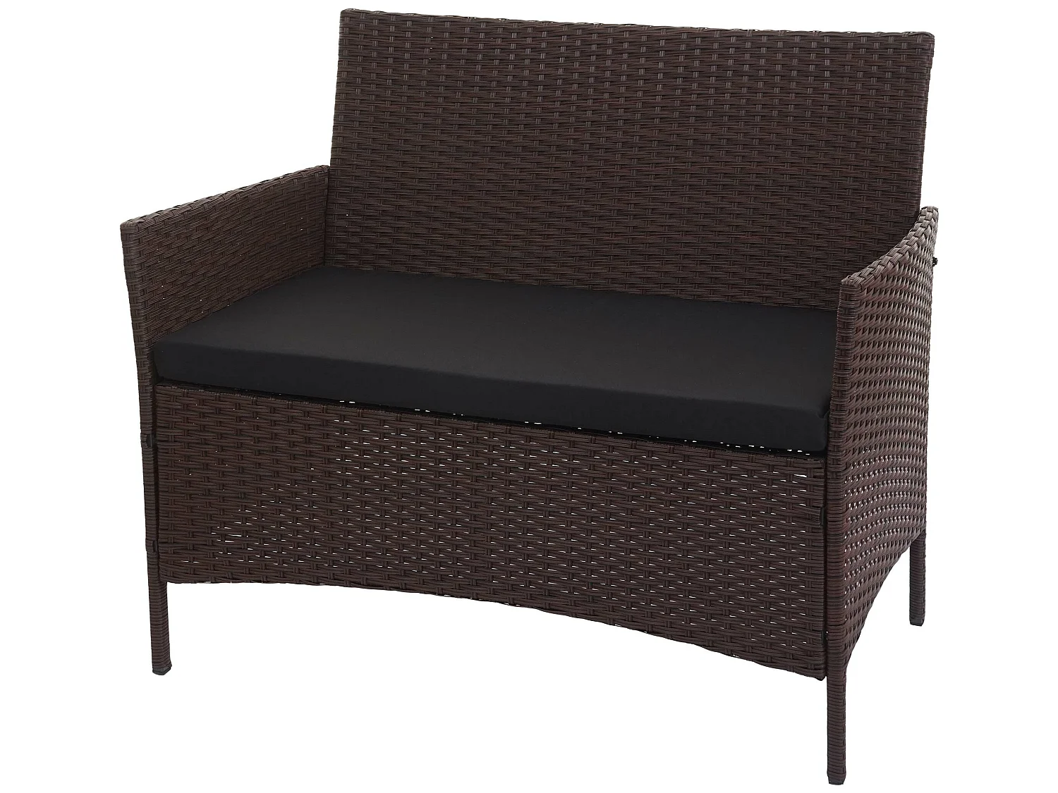 Divano sofa esterno giardino 2 posti Halden 106cm polyrattan marrone con cuscino antracite