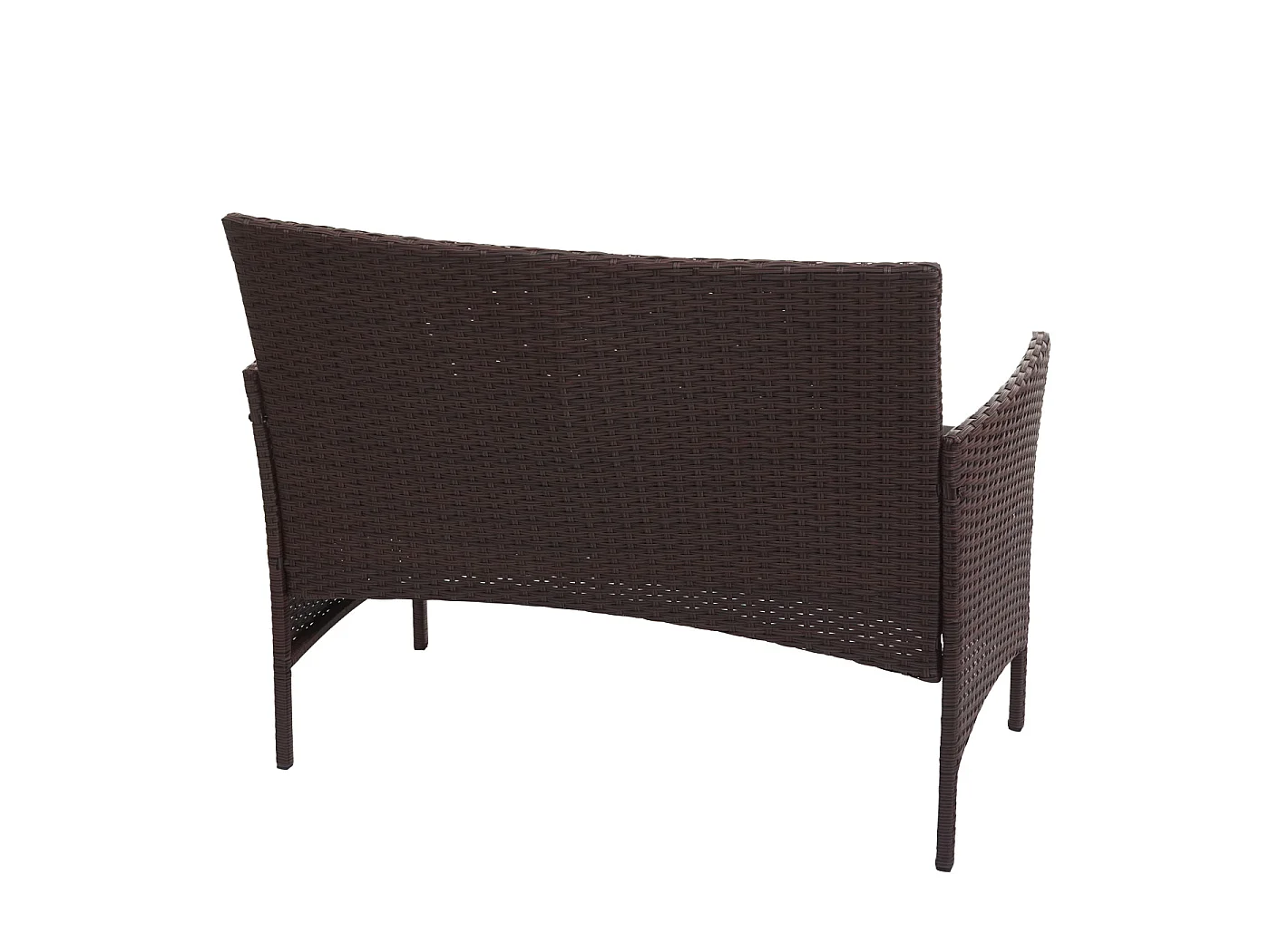 Banc de jardin en poly rotin Hamar,  marron tacheté, coussin noir