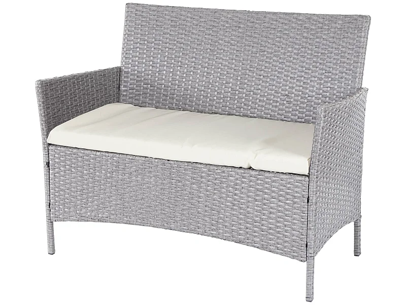 Divano sofa esterno giardino 2 posti Halden 106cm polyrattan grigio con cuscino avorio
