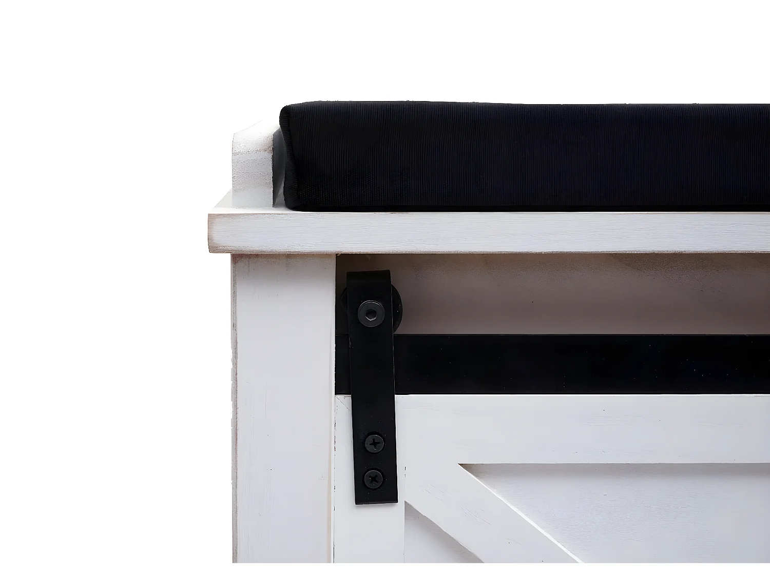 Panca panchina industriale da interni portaoggetti MCW-H53 metallo legno massello bianco