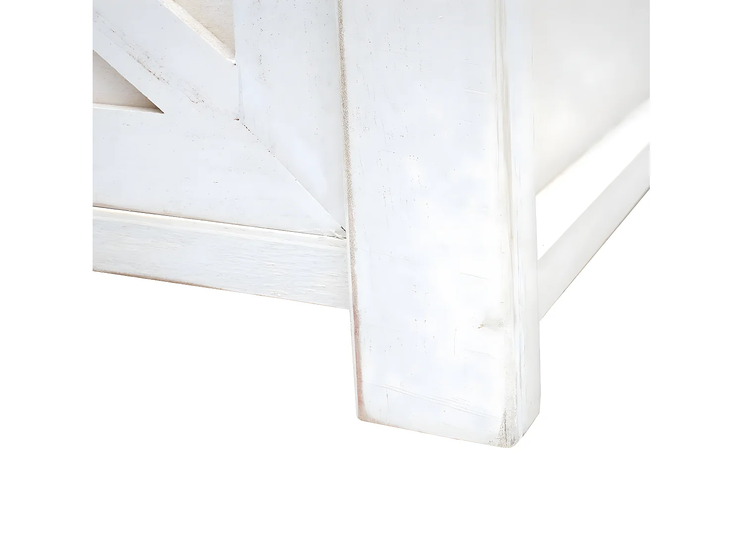 Panca panchina industriale da interni portaoggetti MCW-H53 metallo legno massello bianco