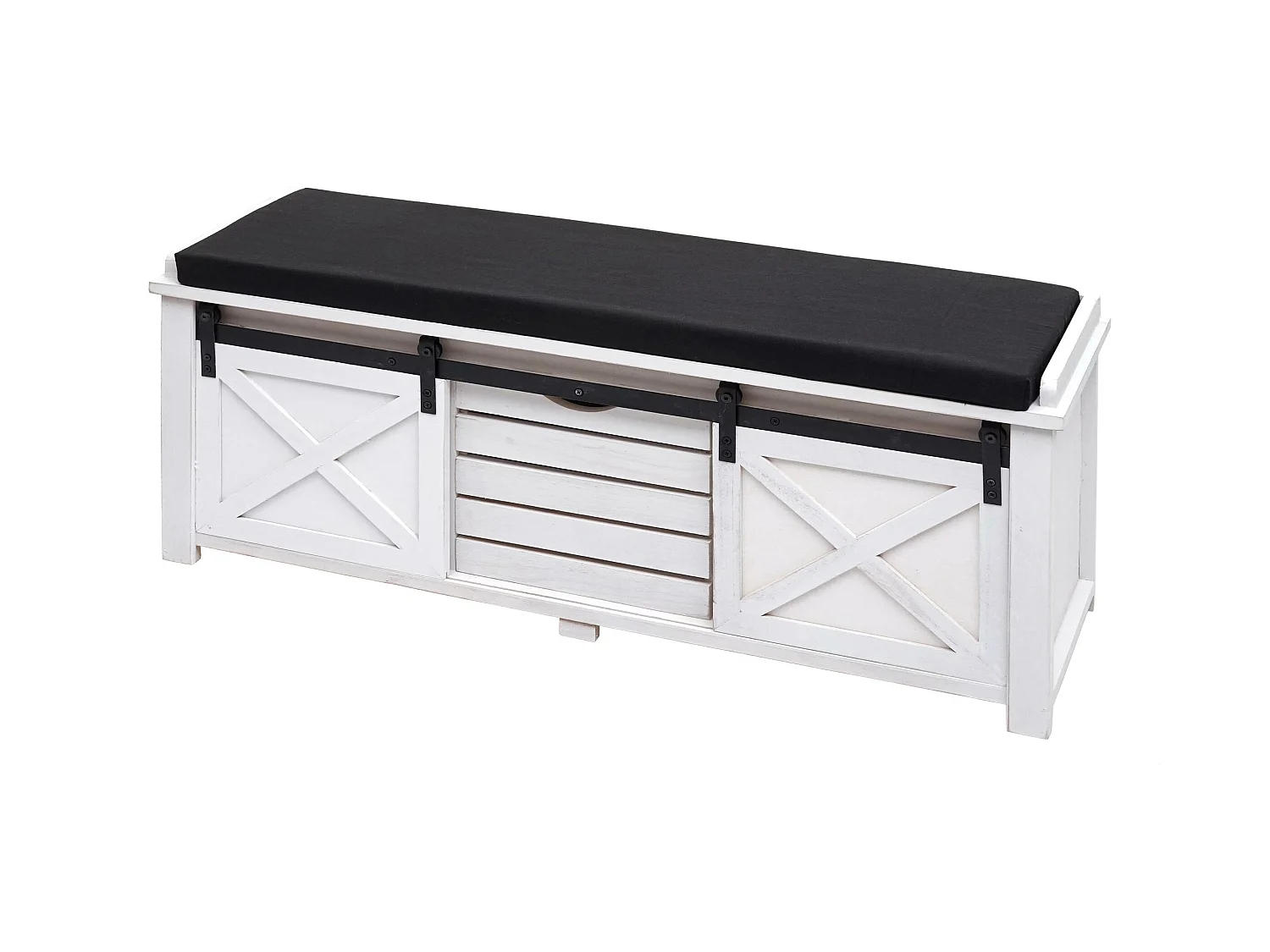 Banc avec compartiments de rangement MCW-H53,  blanc