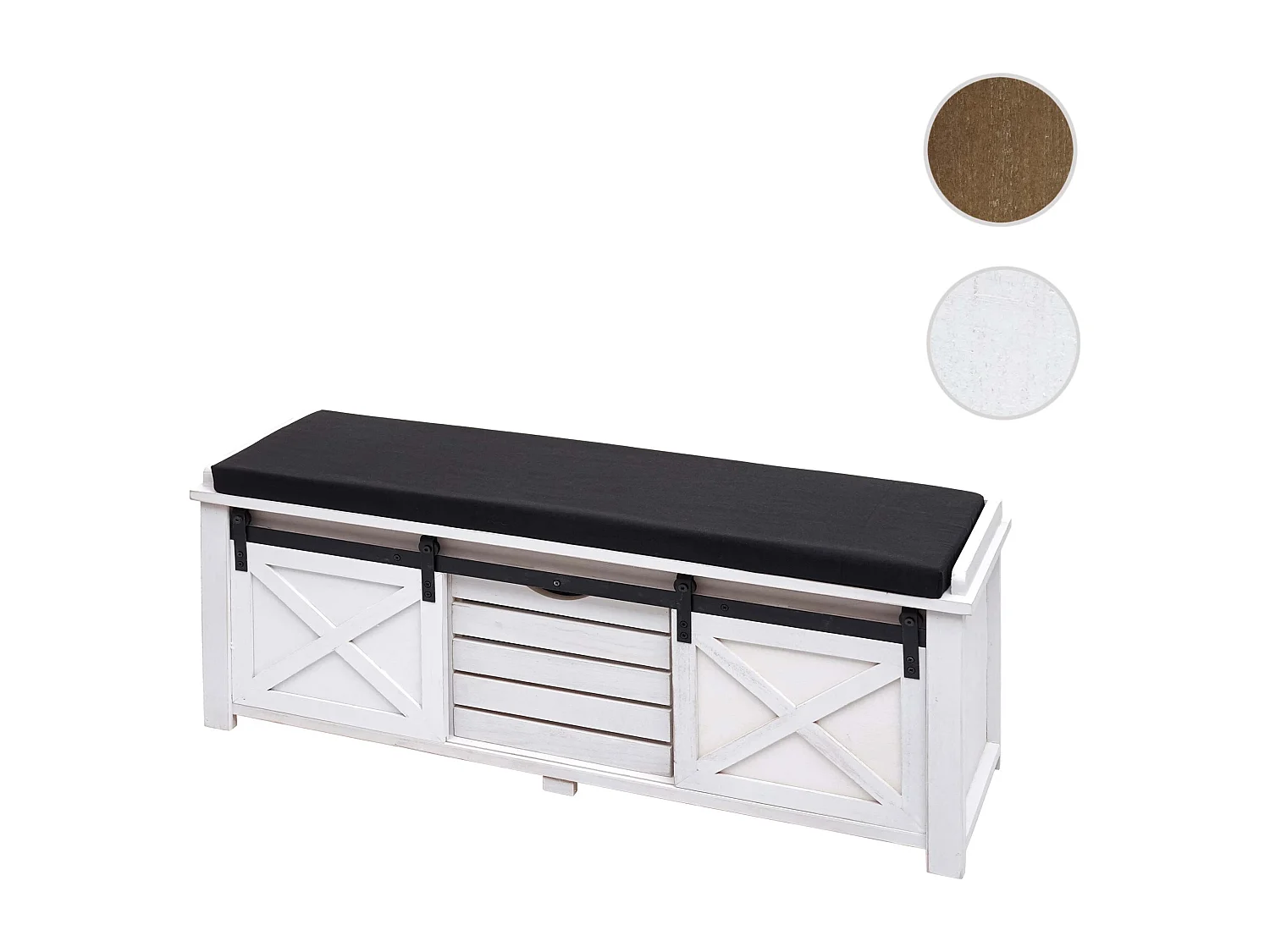 Sitzbank mit Staufächern MCW-H53, Weiß