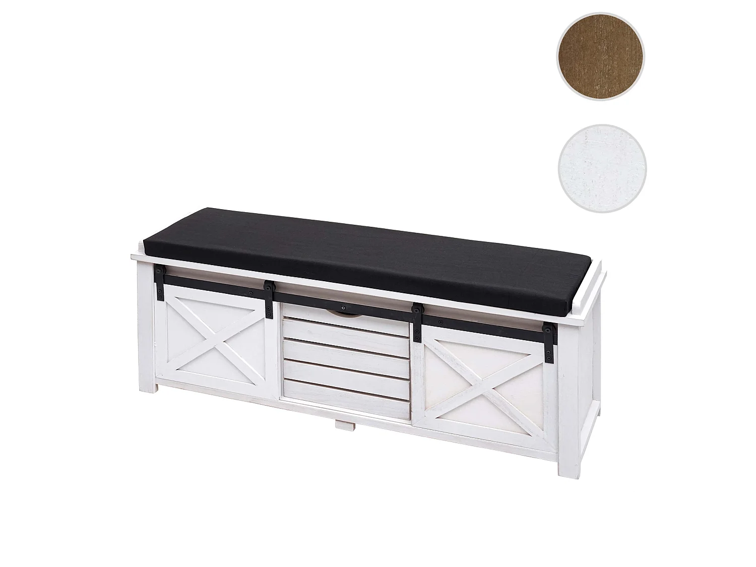 Bank met opbergvakken MCW-H53,  wit