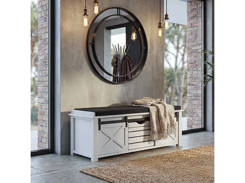 Sitzbank mit Staufächern MCW-H53, Weiß