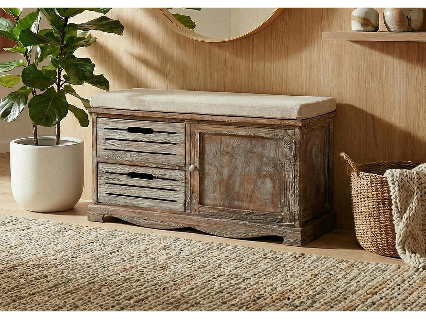 Banc MCW-J22, look shabby,  marron