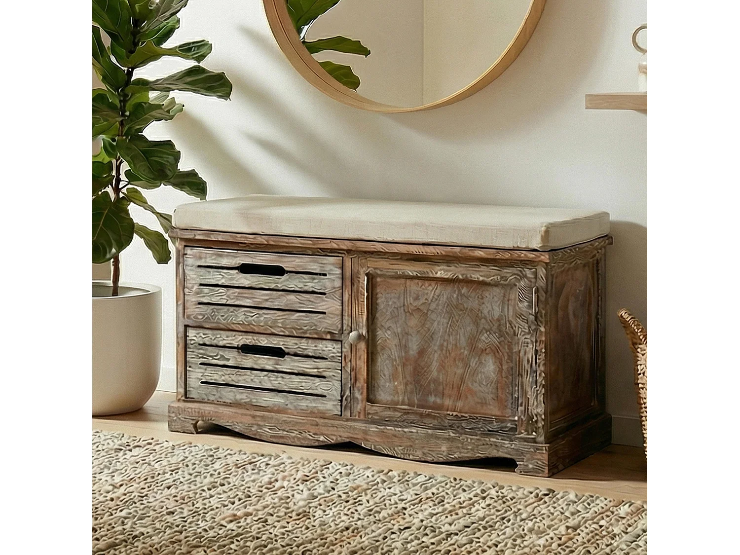 Banc MCW-J22, look shabby,  marron