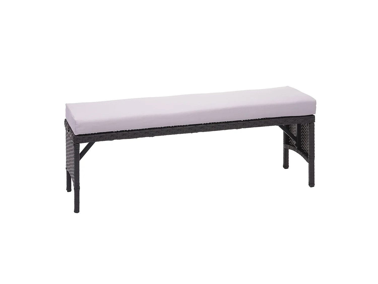 Polyrotan bank MCW-G16,  zwart, kussens lichtgrijs