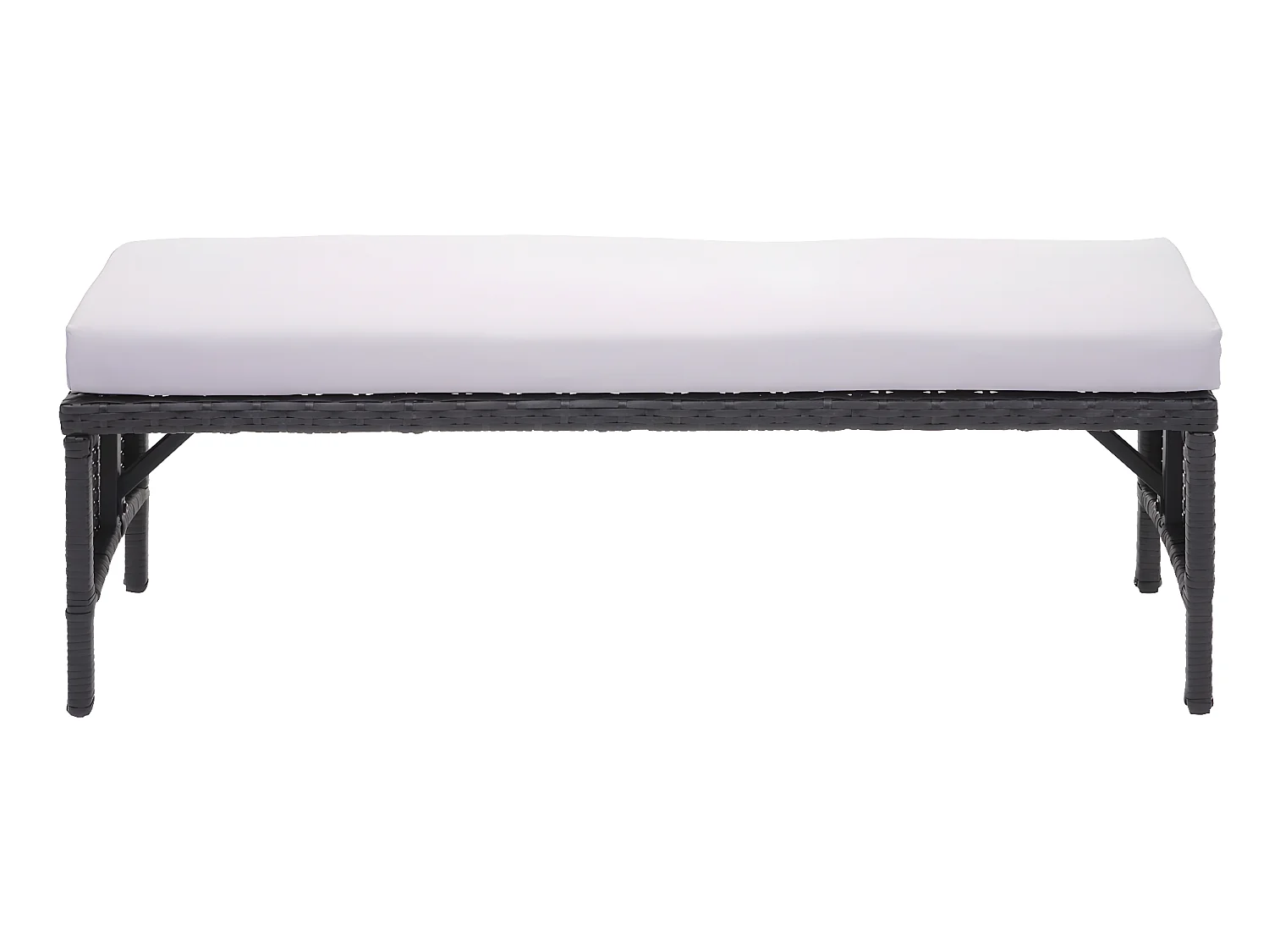 Polyrotan bank MCW-G16,  zwart, kussens lichtgrijs